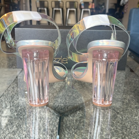 NIB New Hanna Transparent Iridescent Heeled Sandals - Picture 10 of 15